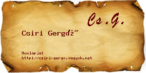 Csiri Gergő névjegykártya